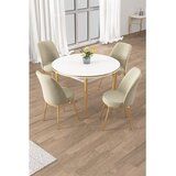 Hanah home trpezarijski set Osle, sto i 4 stolice, bela ploča, zlatne noge, krem tkanina Babyface | Eponuda.com