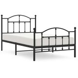  Metalni okvir kreveta uzglavlje i podnožje crni 100x190 cm | shoptok.hr