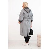Kesi Włoski Elegant Plus Size women's coat with a collar and large pockets fango | Shoptok.si