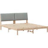  Okvir kreveta s uzglavljem Smeđa i svijetlo siva 200 x 200 cm | shoptok.hr