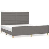  Posteljni okvir z vzglavjem temno siv 160x200 cm blago, (20903622) | Shoptok.si