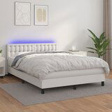 The Living Store Box spring postelja z vzmetnico LED bela 140x200cm umetno usnje - Box Spring Postelja, (21519112) | Shoptok.si