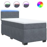 vidaXL Box spring postelja z vzmetnico temno siva 90x200 cm žamet | Shoptok.si