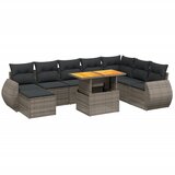 Maison Chic Seti vrtnega pohištva - Vrtna garnitura - Vrtni pohištvo set 9-delna z blazinami siv poli ratan, (21798079) | Shoptok.si