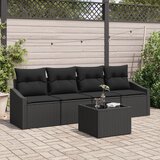 vidaXL Set od 5 Vrtnih Sofa s Jastučićima Crni Poli Ratan Cijene
