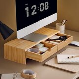 SoBuy stojalo za monitor pisalni organizator z 2 predaloma v barvi lesa v skandinavskem slogu, (20815125) | Shoptok.si