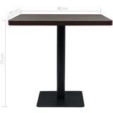 vidaXL Kvadratni stol za bistro od MDF-a i čelika 80x80x75 cm tamni pepeljasti | shoptok.hr