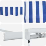 vidaXL ročni retraktibilni senčnik Modro-beli 500x300 cm | Shoptok.si