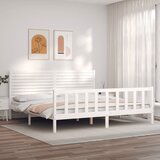 vidaXL Okvir kreveta bez madraca bijeli 200x200 cm od masivne borovine | shoptok.hr