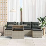 vidaXL 6-delni vrtni kavč set z blazinami svetlo sivi poli ratan | Shoptok.si