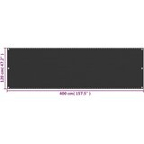 Balkonski zastor antracit 120 x 400 cm HDPE | Shoptok.si