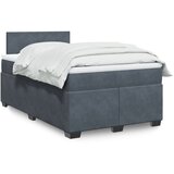 vidaXL Box spring postelja z vzmetnico temno siva 120x200 cm žamet Cene