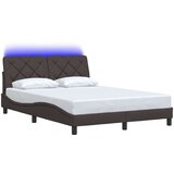  Posteljni okvir z LED brez vzmetnice temno rjav 120x200cm blago, (21793227) | Shoptok.si