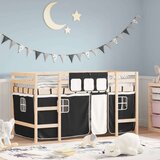  Dječji krevet na kat i zavjese crno-bijeli 80 x 200 cm borovina | shoptok.hr
