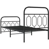  Metalni okvir kreveta uzglavlje i podnožje crni 90 x 200 cm | Eponuda.ba