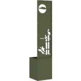 vidaXL Vrtno korito z dekorativno ploščo Olivno zelena 32 x 140 cm | Shoptok.si