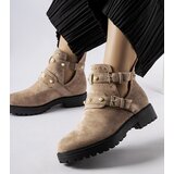 Gemre Beige decorative ankle boots with cutouts Provolo | ePonuda.com