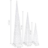  Set akrilnih ukrasnih LED stožaca hladni bijeli 60/90/120 cm | shoptok.hr