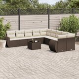  11-dijelni set vrtnih sofa od poliratana s jastucima smeđi | shoptok.hr