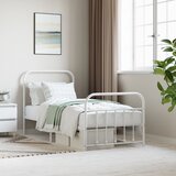 Maison Chic Kovinski Posteljni okvir - Enojna postelja - Postelja za odrasle z vzglavjem in vznožjem bel 90x200 cm, (21696746) | Shoptok.si