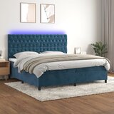 vidaXL Box spring postelja z vzmetnico LED temno modra 200x200cm žamet Cene