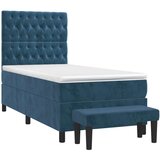 vidaXL Box spring postelja z vzmetnico temno modra 90x200 cm | Shoptok.si