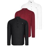 Dewberry TRIPLE SET G783 JUDGE COLLAR SHIRT-BLACK-WHITE-BURGUNDY Cijene