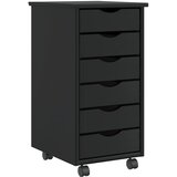 vidaXL Rolling Cabinet s predali MOSS Black Masivni les borovega lesa | Shoptok.si