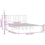  Metalni okvir za krevet s uzglavljem bijeli 160x200 cm | shoptok.hr