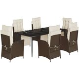  7-dijelni vrtni blagovaonski set s jastucima poliratan smeđi | shoptok.hr