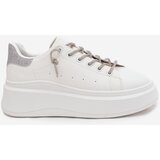 Boto Women's Sneakers on Platform with Decorative Lacing and Glitter White Belmira | shoptok.hr