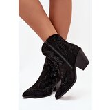 Boto Insulated Women's Cowboy Ankle Boots With Decoration Black Lelira | Shoptok.si