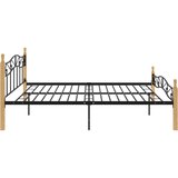  Okvir kreveta crni od metala i masivne hrastovine 200 x 200 cm | Eponuda.com