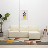 vidaXL modularni kavč trosed z ležiščem krem umetno usnje | Shoptok.si