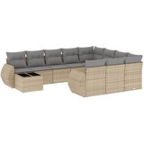 Maison Chic Seti vrtnega pohištva - Vrtna garnitura - Vrtni pohištvo set 11-delna z blazinami bež poli ratan, (21816011) | Shoptok.si