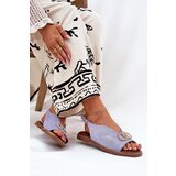 Boto Women's Sandals With Decoration On Flat Blue Heel Eco Suede Beige Ralisses | Shoptok.si