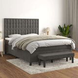  Box spring postelja z vzmetnico temno siva 140x200 cm žamet, (20898719) Cene