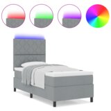vidaXL Krevet s podnicom s madracem i LED svjetlom sivo 90x200 cm Tkanina | shoptok.hr