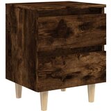  Nočna omarica z lesenimi nogami dimljeni hrast 40x35x50 cm, (20624366) | Shoptok.si