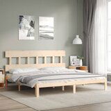 vidaXL Posteljni okvir z vzglavjem 200x200 cm trden les | Shoptok.si