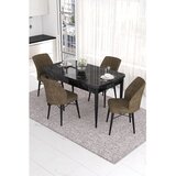 Hanah home trpezarijski set Eva, sto na razvlačenje i 4 stolice, ploča u dekoru crnog mermera, braon tkanina Babyface | Eponuda.com
