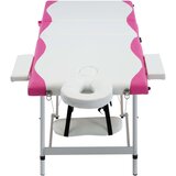 Furnova 3-conska zložljiva masažna miza aluminij bela in roza, (21919811) | Shoptok.si