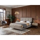 MID.YOU POSTELJA BOXSPRING 180 cm x 200 cm , tekstil, leseni material siva | Shoptok.si