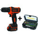 Black & Decker BDCD12 aku bušilica-odvijač 10,8 V 1,5 Ah + Stanley STA60490 set 30 bitova | shoptok.hr