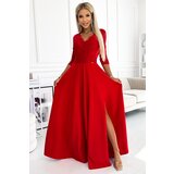 Numoco Elegant lace long dress with neckline and slit | Shoptok.si
