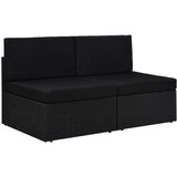 Poli modularni dvosjed od poliratana crni | shoptok.hr