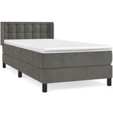 vidaXL Box spring postelja z vzmetnico temno siva 90x200 cm žamet, (20900537) Cene