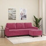  Trosjed s tabureom crvena boja vina 180 cm baršunasti | shoptok.hr