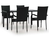  5-dijelni vrtni blagovaonski set od poliratana crni | shoptok.hr