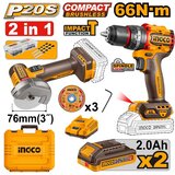 Ingco CKLI20255E akumulatorski set alata (CAGLI20762E + CIDLI206681) Cene